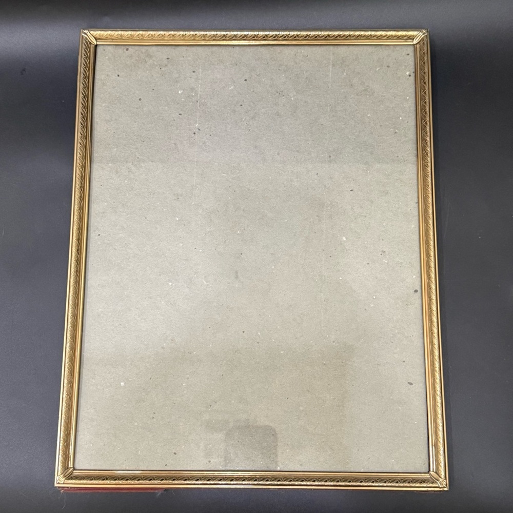 Vintage MCM Regency Style Gold-tone Metal Art Deco Picture Frame 14”X11”